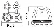 GNIAZDO ZAPALNICZKI POKŁADOWE + 2xUSB CZARNE  61837 - 2